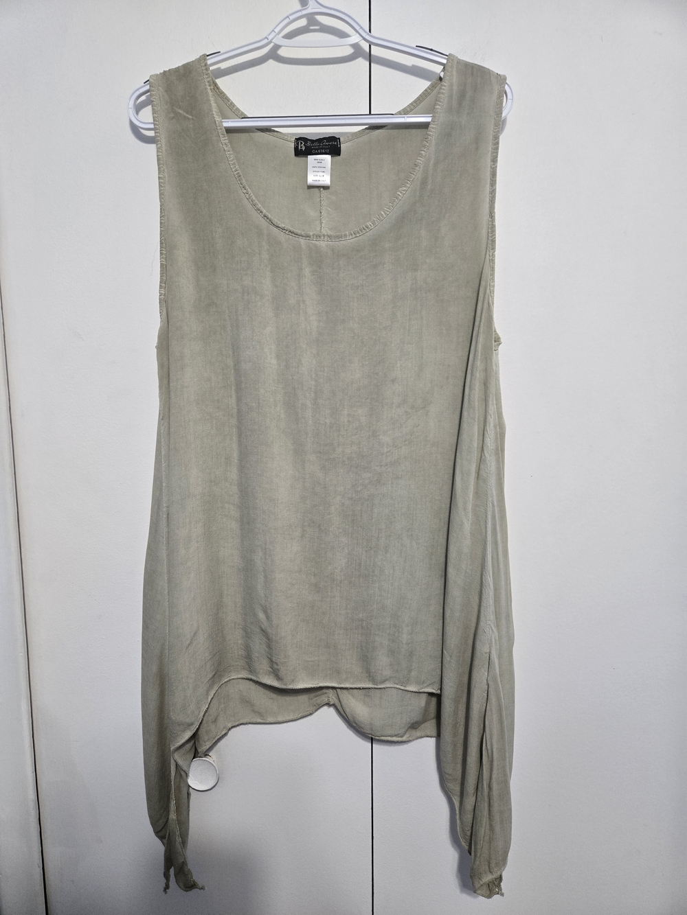 Bella Amore Made in Italy Taupe Asymmetrical Tunic Tank Top L/XL